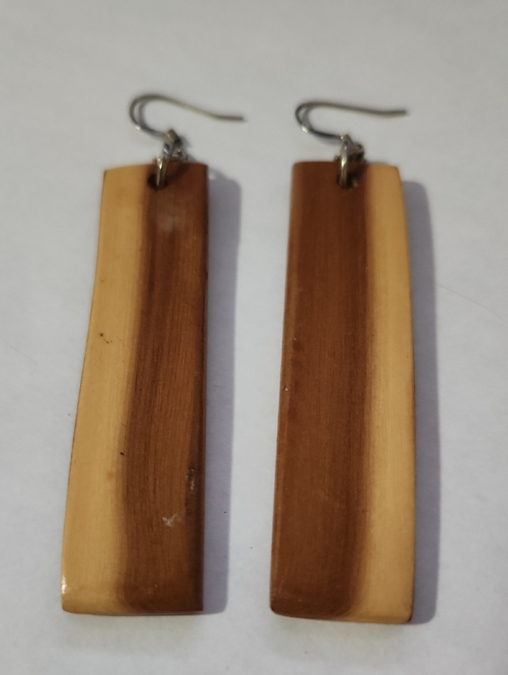 Handcrafted Brown and Tan Wood Drop Earrings